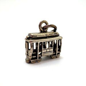 VTG Sterling Silver 925 Trolley Street Car Traditional Charm .50" Length